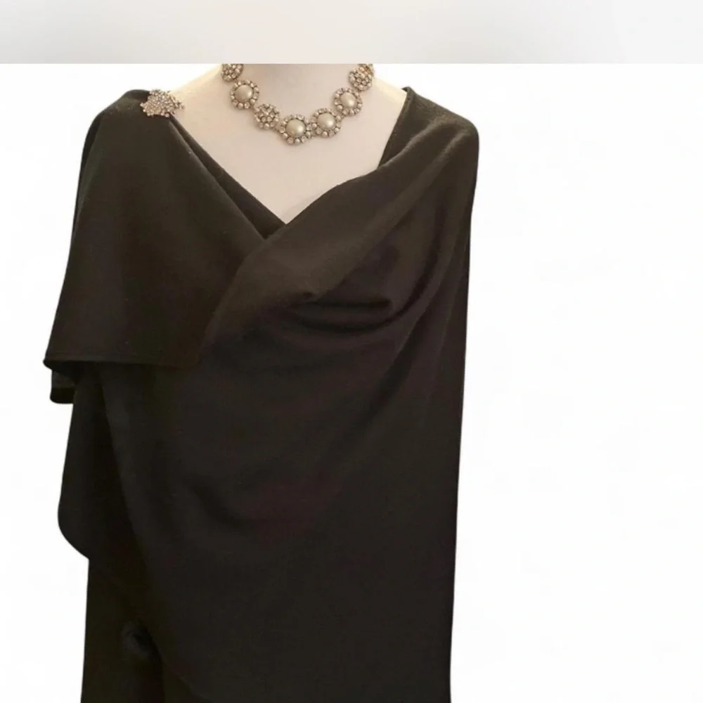 Quite Luxury,Soft girl,pre loved Nina Leonard Drape cape with fur balls